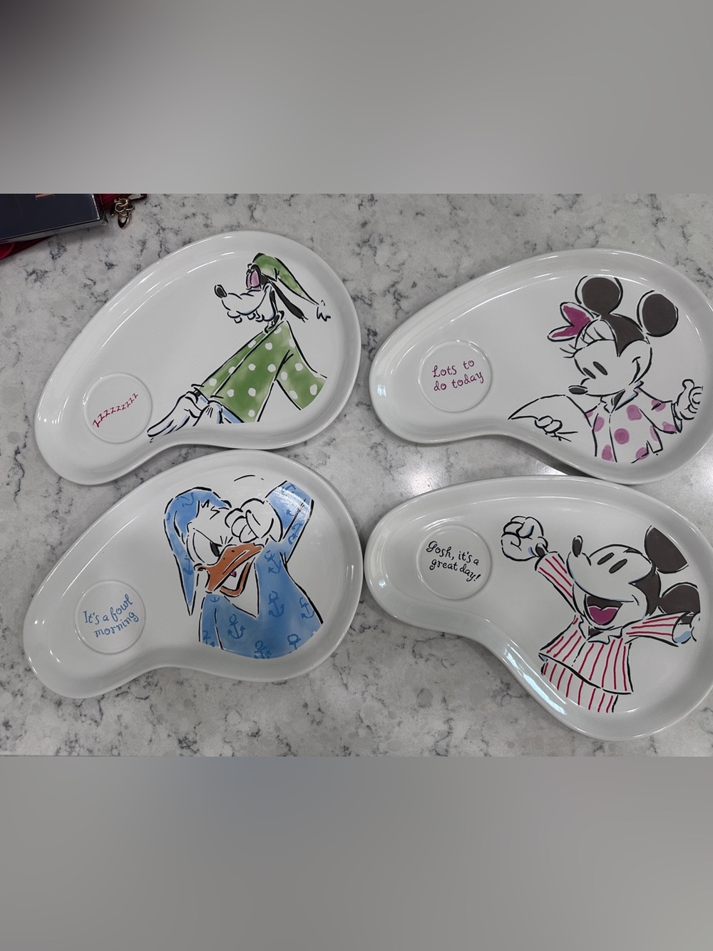 Disney Character Ceramic Snack Plates -Mickey Minnie Donald & Goofy